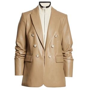 Veronica Beard Beacon Faux Leather Jacket with Dickey Insert NWT